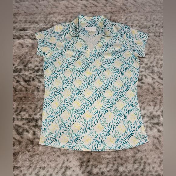 Tournament collection Polo Shirt Women Large Multicolor Light Blue, Yellow - Picture 1 of 12